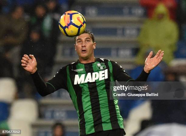 Federico Peluso of US Sassuolo in action during the Serie A match between US Sassuolo and AC Milan at Mapei Stadium - Citta' del Tricolore on...