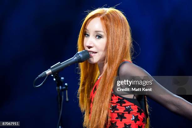 Tori Amos performs on stage at The Savoy Theatre on May 11, 2009 in London, England.