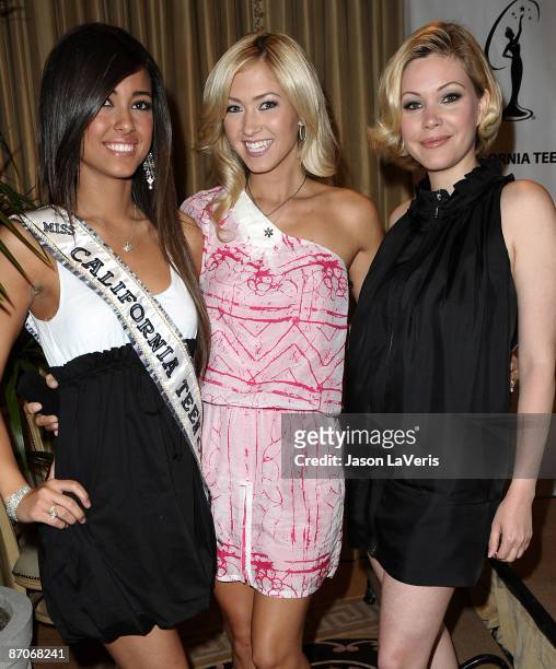 Miss California Teen USA Chelsea Gilligan, Miss Teen USA Tami Farrell and TV personality Shanna Moakler attend the Miss California USA Pageant press...
