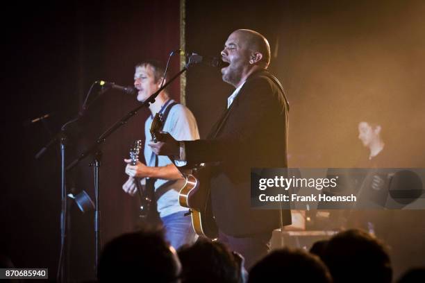 Andy Bell and Mark Gardener of the British band Ride perform live on stage during a concert at the Festsaal Kreuzberg on November 5, 2017 in Berlin,...