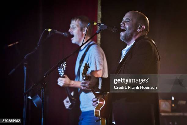 Andy Bell and Mark Gardener of the British band Ride perform live on stage during a concert at the Festsaal Kreuzberg on November 5, 2017 in Berlin,...