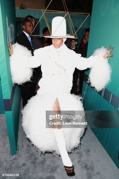 Host Erykah Badu attends the 2017 Soul Train Awards, presented by BET, at the Orleans Arena on November 5, 2017 in Las Vegas, Nevada.