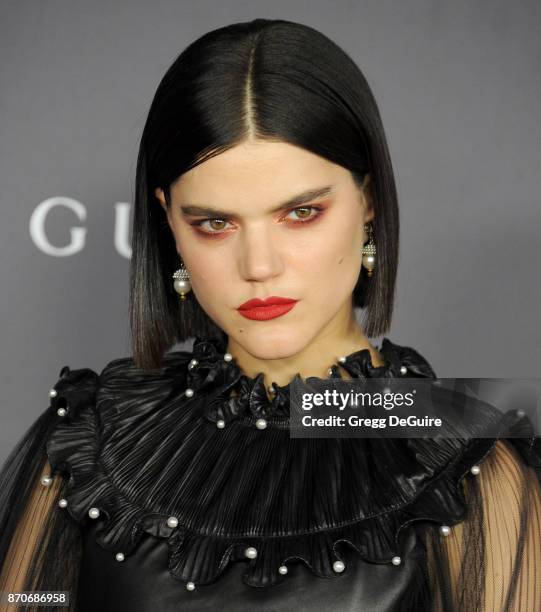 Soko arrives at the 2017 LACMA Art + Film Gala honoring Mark Bradford and George Lucas at LACMA on November 4, 2017 in Los Angeles, California.