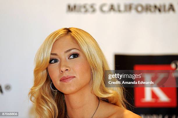 First runner up to Miss California USA 2009 Tami Farrell attends a Miss California USA Pageant press conference at the Peninsula Hotel May 11, 2009...