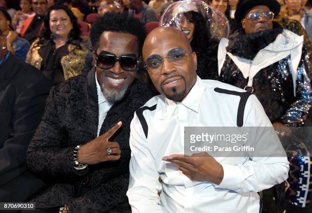 Damion Hall and Teddy Riley attend the 2017 Soul Train Awards, presented by BET, at the Orleans Arena on November 5, 2017 in Las Vegas, Nevada.