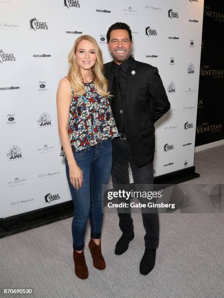 Singer/songwriter Jewel and singer Clint Holmes attend the Vegas Cares benefit at The Venetian Las Vegas honoring victims and first responders of...