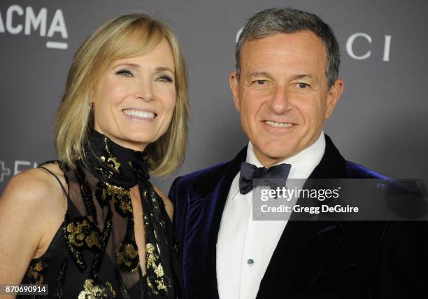 Willow Bay and Bob Iger arrive at the 2017 LACMA Art + Film Gala honoring Mark Bradford and George Lucas at LACMA on November 4, 2017 in Los Angeles,...