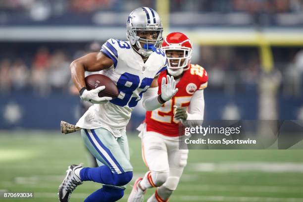 Dallas Cowboys wide receiver Terrance Williams runs up field during the NFL football game between the Dallas Cowboys and the Kansas City Chiefs on...