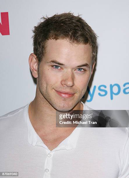 Kellan Lutz arrives to the NYLON Magazine and MYSPACE "Young Hollywood" party held at The Roosevelt Hotel on May 4, 2009 in Hollywood, California.