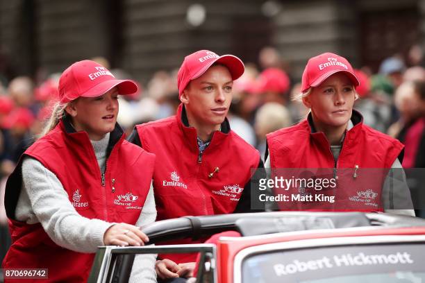 Jockey Michael Dee takes part in the 2017 Melbourne Cup Parade on November 6, 2017 in Melbourne, Australia.
