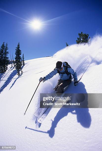 woman skiing in utah. - park city ski stock pictures, royalty-free photos & images