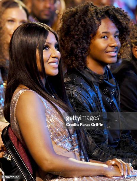 Toni Braxton and Diezel Ky Braxton-Lewis attend the 2017 Soul Train Awards, presented by BET, at the Orleans Arena on November 5, 2017 in Las Vegas,...