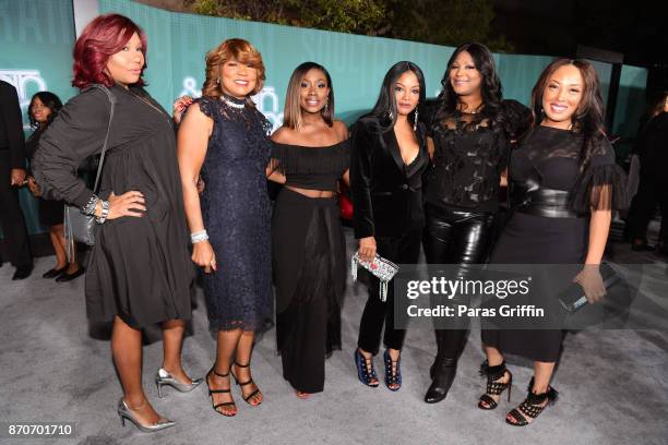 Traci Braxton, Evelyn Braxton, Kameelah Williams, LeMisha Grinstead, and Irish Grinstead of 702, and Trina Braxton attend the 2017 Soul Train Awards,...