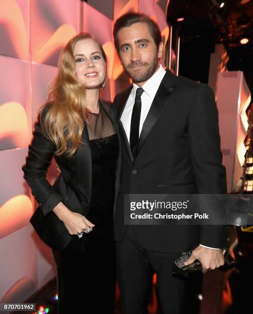 Actor Amy Adams and honoree Jake Gyllenhaal, recipient of the Hollywood Actor Award for 'Stronger,' attend the 21st Annual Hollywood Film Awards at...
