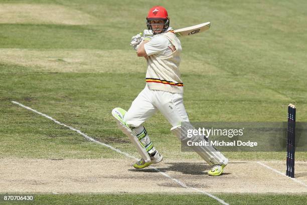 Jake Lehmann of South Australia bats during day three of the Sheffield Shield match between Victoria and South Australia at Melbourne Cricket Ground...