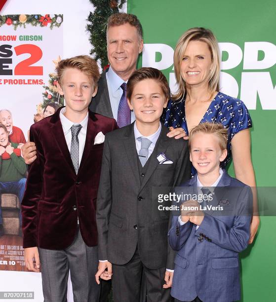 Actor Will Ferrell, wife Viveca Paulin and children Magnus Paulin Ferrell, Mattias Paulin Ferrell and Axel Paulin Ferrell attend the premiere of...