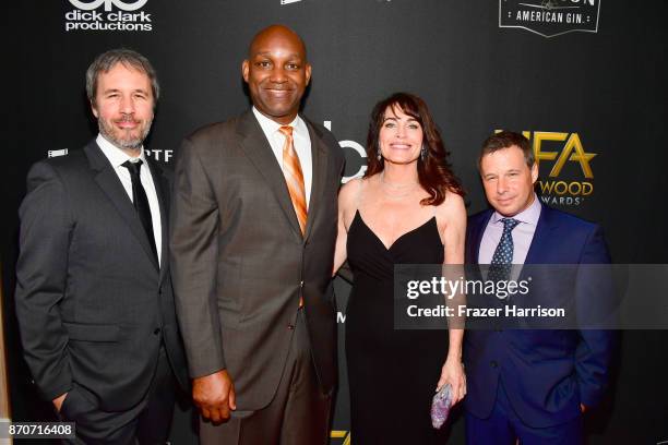 Director Denis Villeneuve and honorees Broderick Johnson, Cynthia Sikes, and Andrew Kosove attend the 21st Annual Hollywood Film Awards at The...