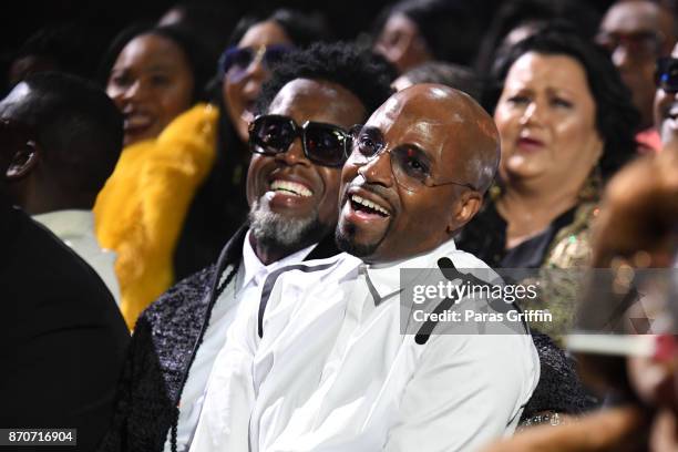 Damion Hall and Teddy Riley attend the 2017 Soul Train Awards, presented by BET, at the Orleans Arena on November 5, 2017 in Las Vegas, Nevada.