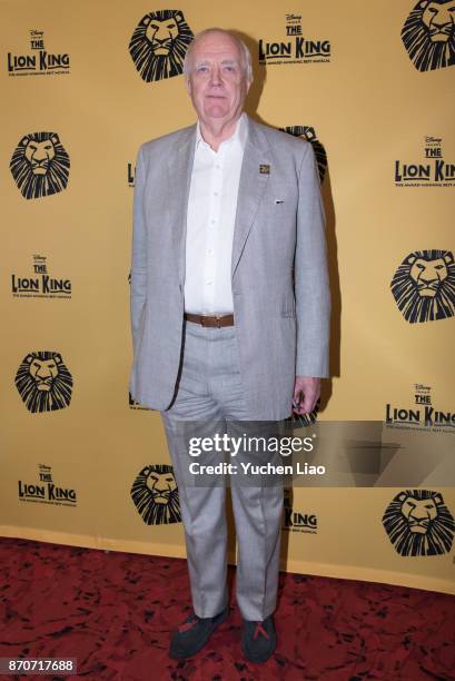 Tim Rice attends "The Lion King" On Broadway 20th Anniversary Celebration at Minskoff Theatre on November 5, 2017 in New York City.