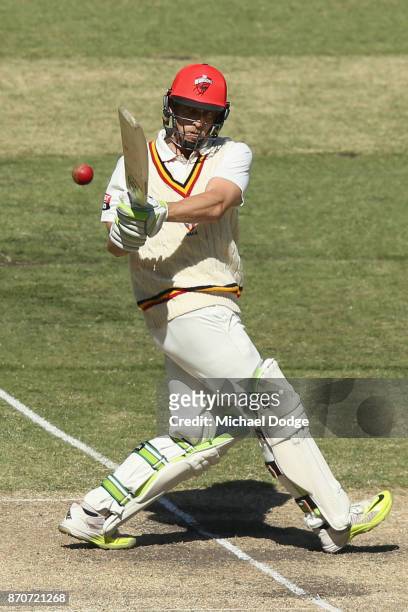 Jake Lehmann of South Australia bats during day three of the Sheffield Shield match between Victoria and South Australia at Melbourne Cricket Ground...