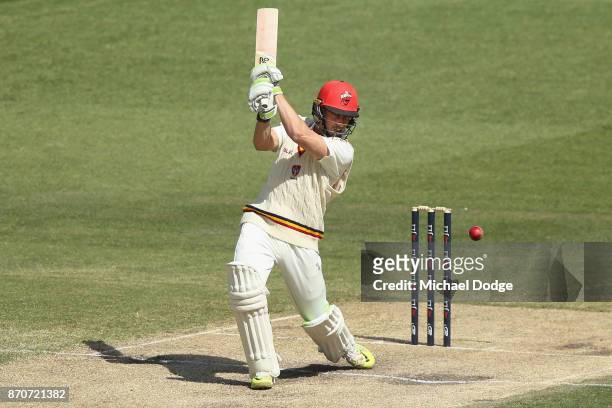 Jake Lehmann of South Australia bats during day three of the Sheffield Shield match between Victoria and South Australia at Melbourne Cricket Ground...