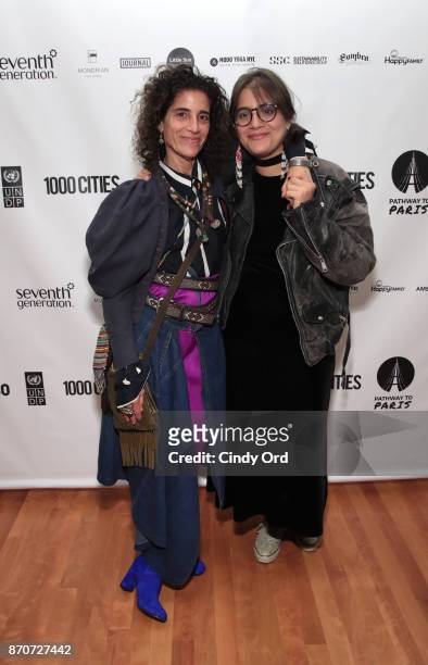 Elisa Goodkind and Mona Canino attend the After Party for Pathway To Paris Concert For Climate Action on November 5, 2017 in New York City.