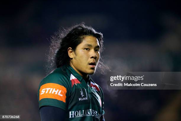 Fred Tuilagi of Leicester Tigers during the Anglo-Welsh Cup tie between Leicester Tigers and Gloucester Rugby at Welford Road on November 4, 2017 in...