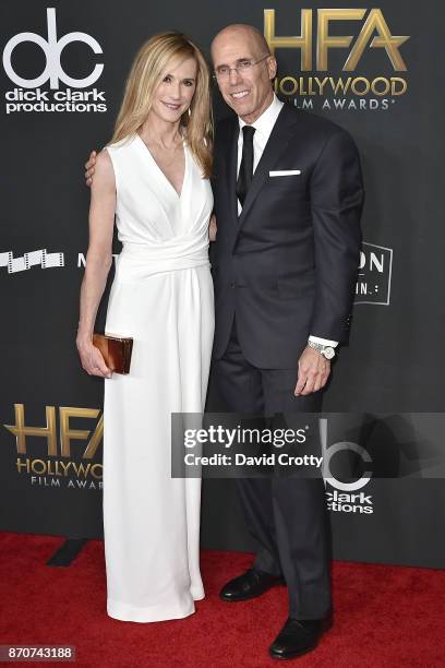 Holly Hunter and Jeffrey Katzenberg attend the 21st Annual Hollywood Film Awards - Arrivals on November 5, 2017 in Beverly Hills, California.