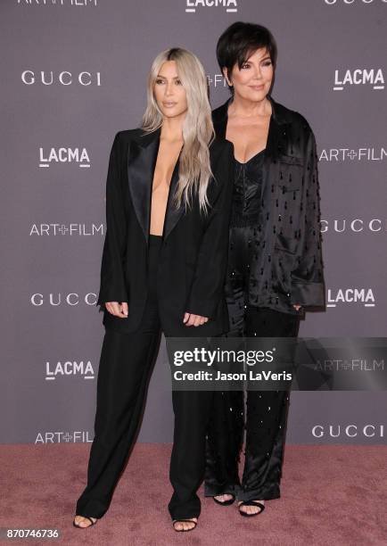 Kim Kardashian and Kris Jenner attend the 2017 LACMA Art + Film gala at LACMA on November 4, 2017 in Los Angeles, California.