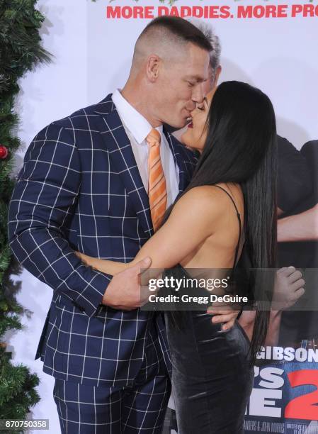 John Cena and Nikki Bella arrive at the premiere of Paramount Pictures' "Daddy's Home 2" at Regency Village Theatre on November 5, 2017 in Westwood,...