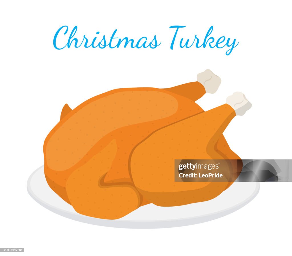 Pavo De Navidad Comida De Acción De Gracias Pollo Frito Dibujos Animados De  Estilo Plano Vector De Ilustración de stock - Getty Images