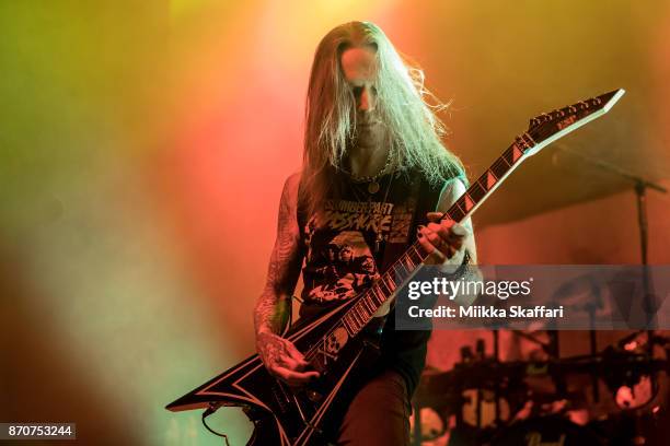 Alexi Laiho of Children of Bodom performs at UC Theatre on November 5, 2017 in Berkeley, California.