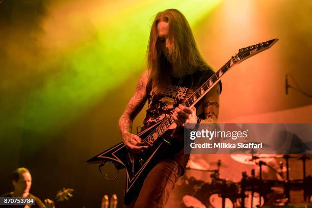 Alexi Laiho of Children of Bodom performs at UC Theatre on November 5, 2017 in Berkeley, California.
