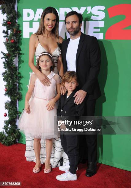 Alessandra Ambrosio, Jamie Mazur, Anja Louise Ambrosio Mazur and Noah Phoenix Ambrosio Mazur arrive at the premiere of Paramount Pictures' "Daddy's...