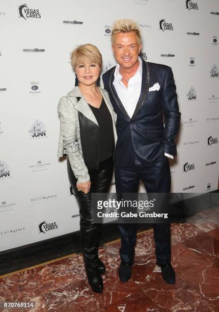 Actress/singer Pia Zadora and singer Chris Phillips of Zowie Bowie attend the Vegas Cares benefit at The Venetian Las Vegas honoring victims and...