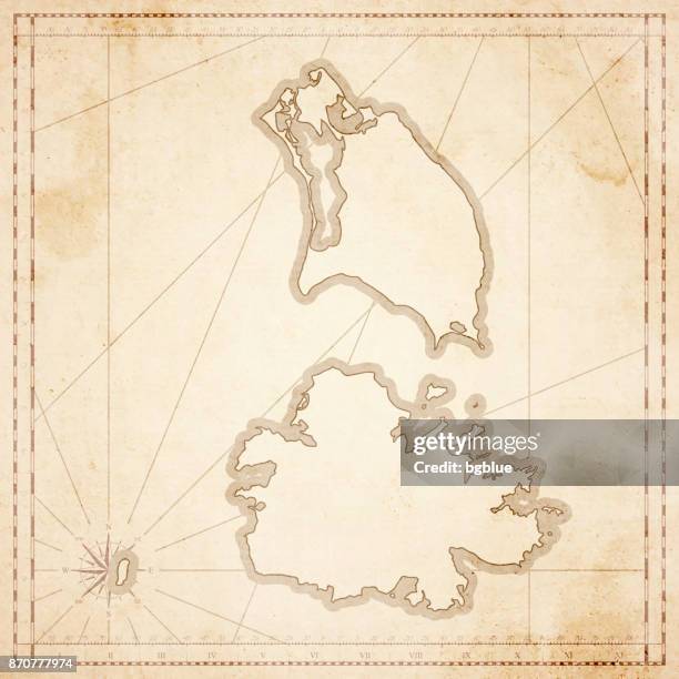 antigua and barbuda map in retro vintage style - old paper - antigua map stock illustrations
