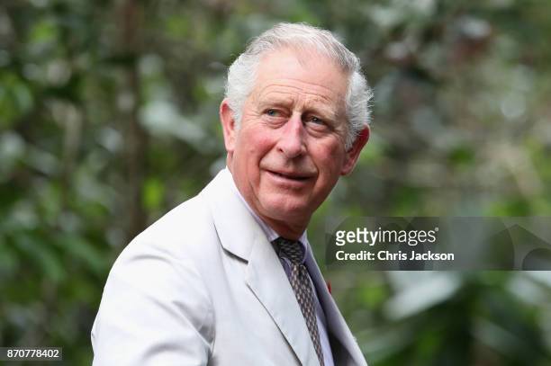 Prince Charles, Prince of Wales during a visit to Semenggoh Wildlife Centre, a rehabilitation centre for orangutans found injured in the wild or...