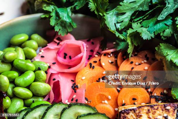 japanese colourful pickles - sliced pickles - fotografias e filmes do acervo