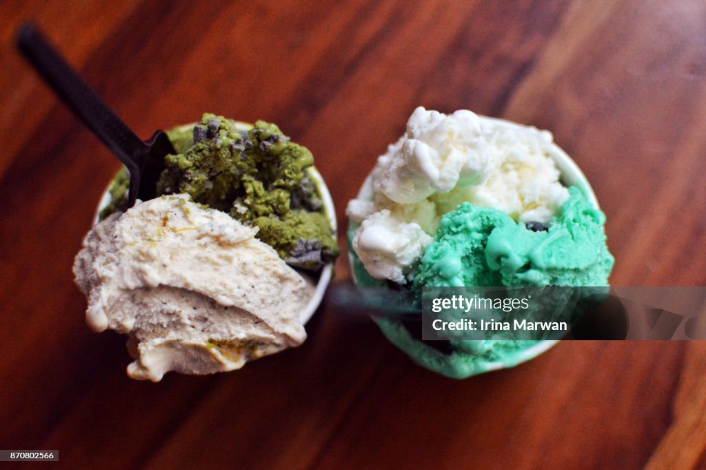 Gelato ice cream in cups