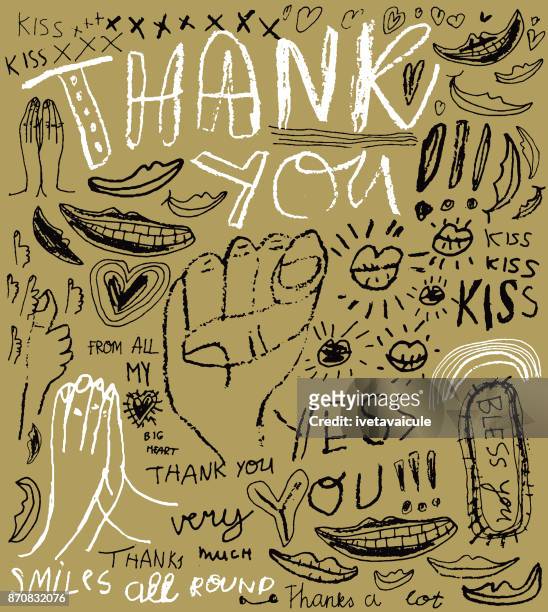 thank you message graffiti style - smile lips mouth stock illustrations
