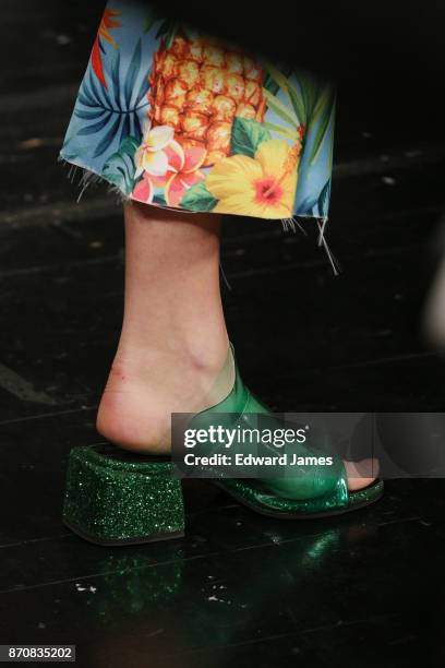 Model walks the runway during the Mach & Mach fashion show at Mercedes-Benz Fashion Week Tbilisi on November 5, 2017 in Tbilisi, Georgia.