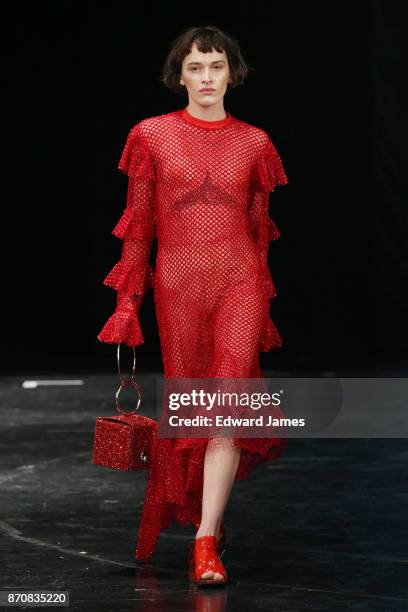 Model walks the runway during the Mach & Mach fashion show at Mercedes-Benz Fashion Week Tbilisi on November 5, 2017 in Tbilisi, Georgia.