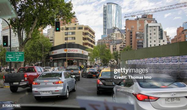 Santiago de Chile, Chile City traffic in Santiago de Chile on October 16, 2017 in Santiago de Chile, Chile .