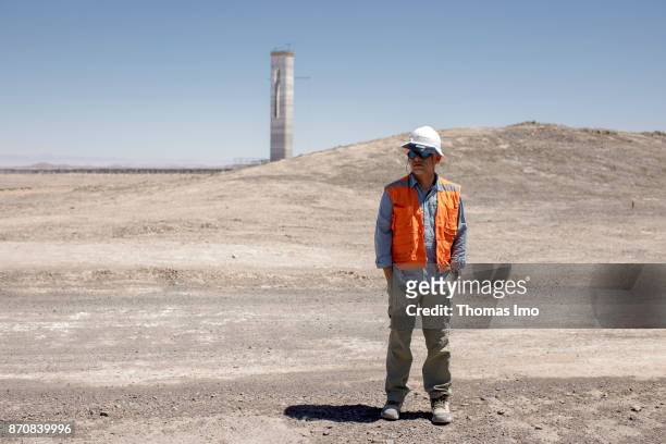 Atacama Desert, Chile Portrait of a worker at the construction site of the CPS plant , Planta Solar Cerro Dominador on October 17, 2017 in Atacama...