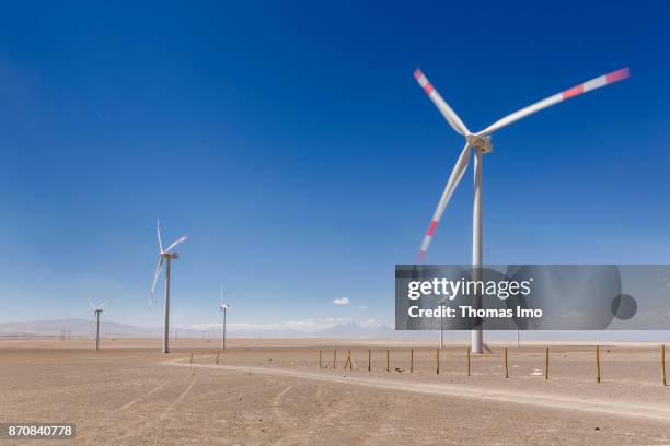 Atacama Desert, Chile Wind farm in the Atacama desert on October 17, 2017 in Atacama Desert, Chile .