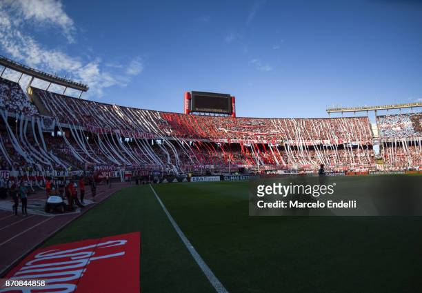 General view of Monumental stadium ahead of a match between River Plate and Boca Juniors as part of the Superliga 2017/18 on November 05, 2017 in...