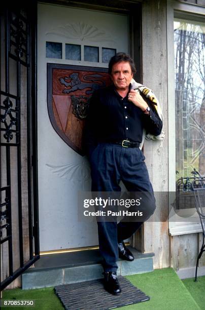 Johnny Cash at the front door of him home September 12, 1988 Nashville, Tennessee