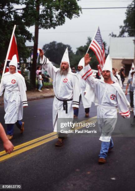 Supporters of the Ku Klux Klan march May 4 Stone Mountain, Georgia