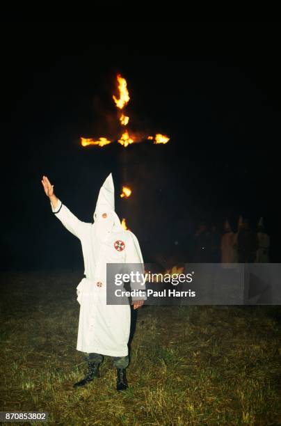 Cross burning after a Ku Klux Klan march May 4 Stone Mountain, Georgia