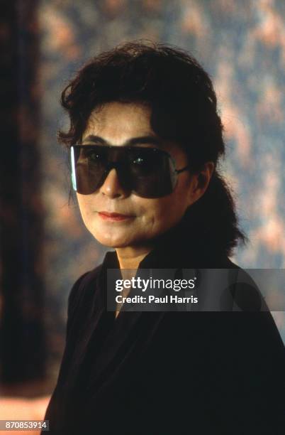 Yoko Ono at the Beverly Hills Hotel, July 12, 1988 Beverly Hills Hotel, Los Angeles, California where she stays when she visits from California .